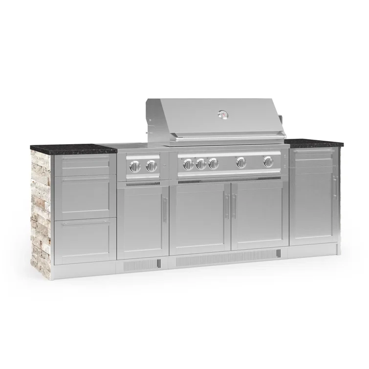 Outdoor Kitchen Signature Series 8 Piece Cabinet Set with 40 in. Natural Gas Platinum Grill