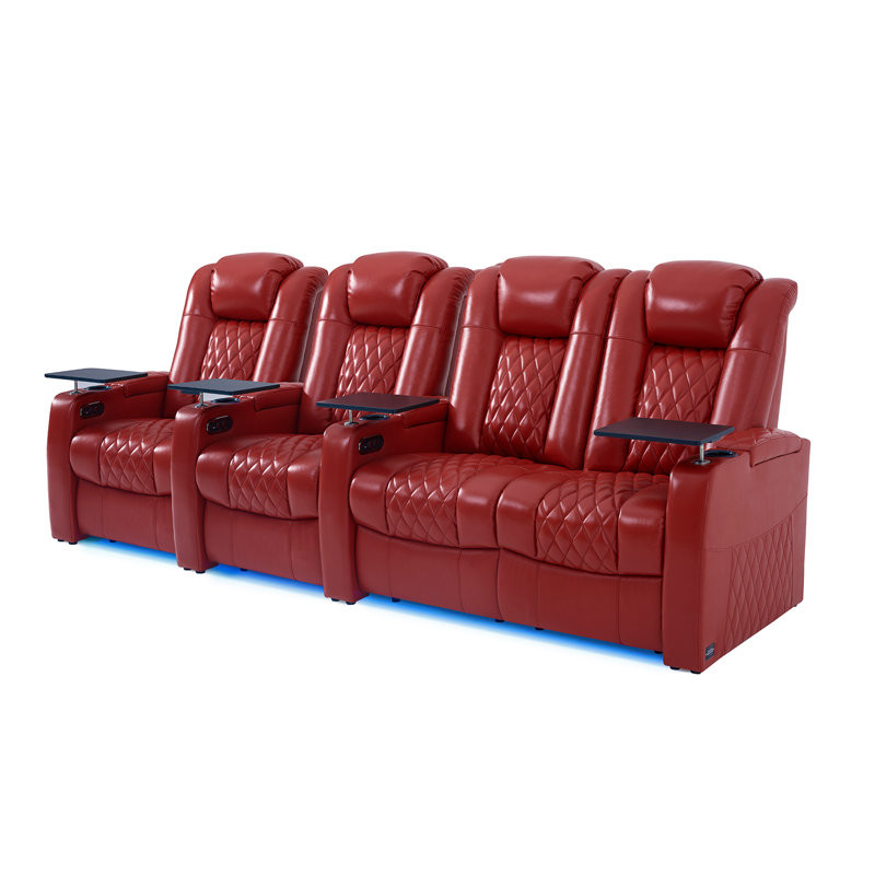 Ivy Bronx Leather Home Theater Seating Dual Power Movie Theater Chairs Theater Recliner Sofa