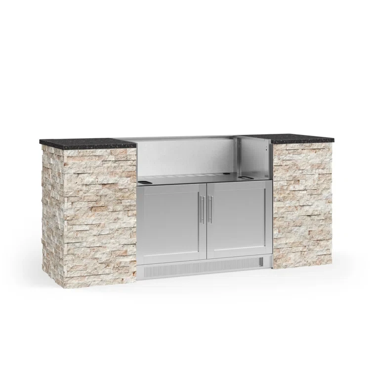 Outdoor Kitchen Signature Series 6 Piece Cabinet Set with Grill Cabinet and Granite Top