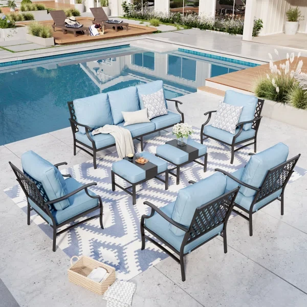 Asfand 9 - Person Outdoor Seating Group with Cushions