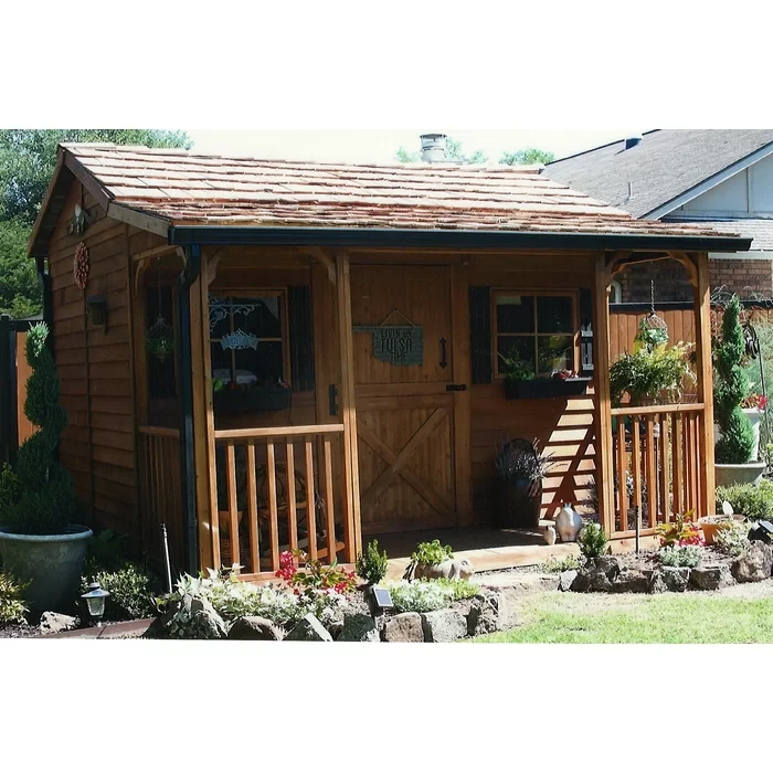 117" H x 144" W x 144" D Bunkhouse Western Red Cedar Wood Storage Shed