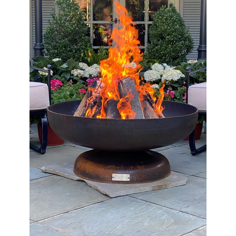 Harrogate Vulcan Steel Wood Burning Fire Pit 20" H x 48" W x 48" D