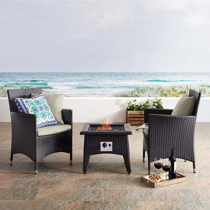 Convene 3 Piece Set Outdoor Patio with Fire Pit