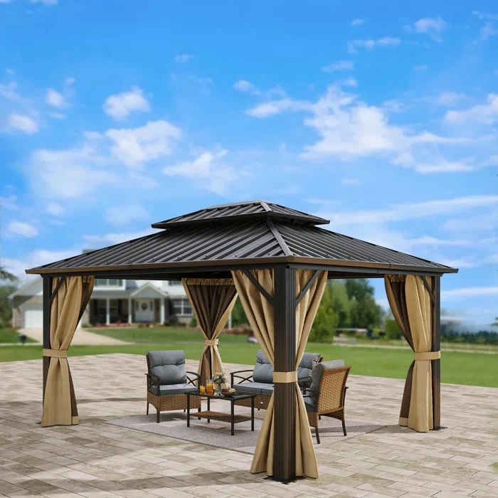 Outdoor Aluminum Hardtop Patio Gazebo 12 ft x 10 ft