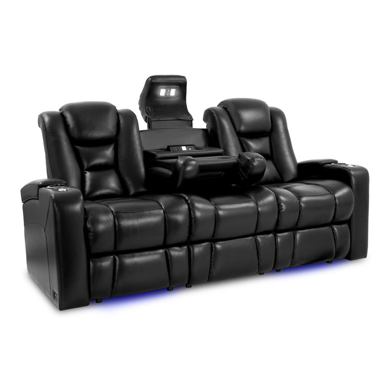 Dietlinde Leather Home Theater Seating with Cup Holder