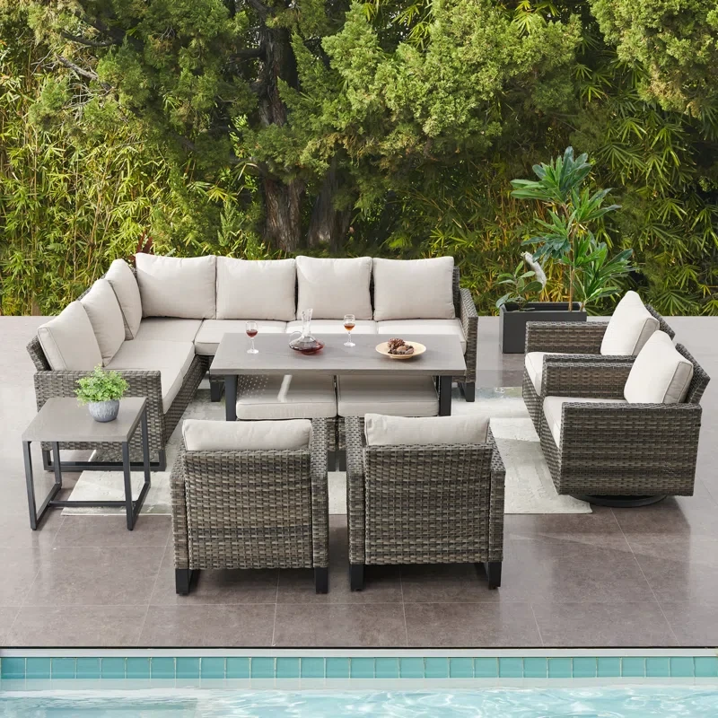 Joette 10 - Person Outdoor Seating Group with Cushions