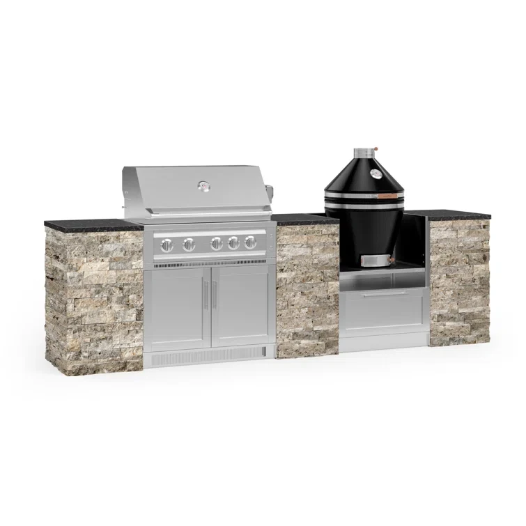 Outdoor Kitchen Signature Series 9 Piece Cabinet Set with 36 in. Natural Gas Platinum Grill