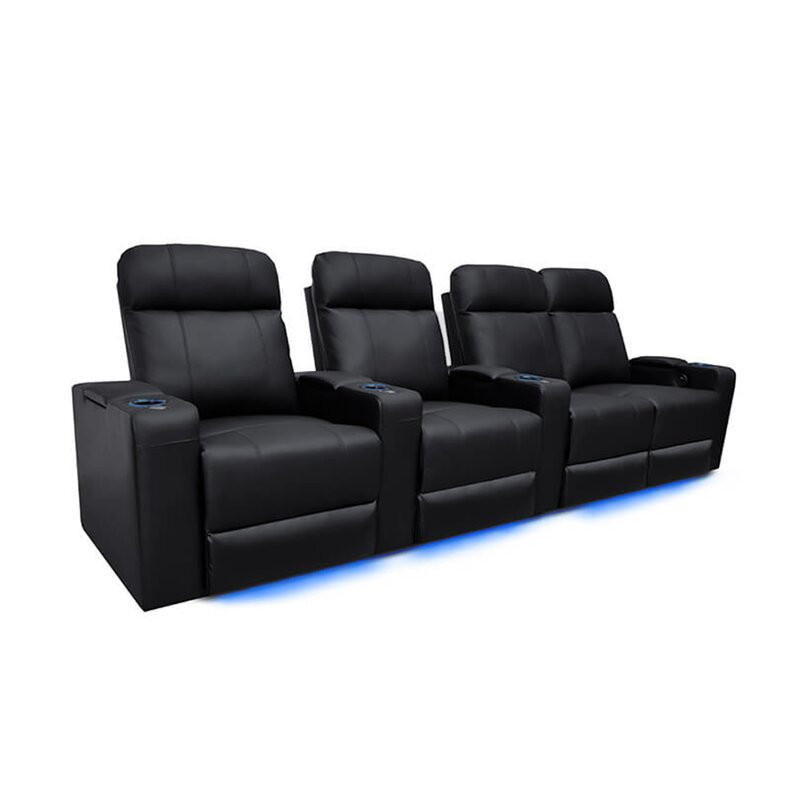 Upholstered Home Theater Seat with Cup Holder