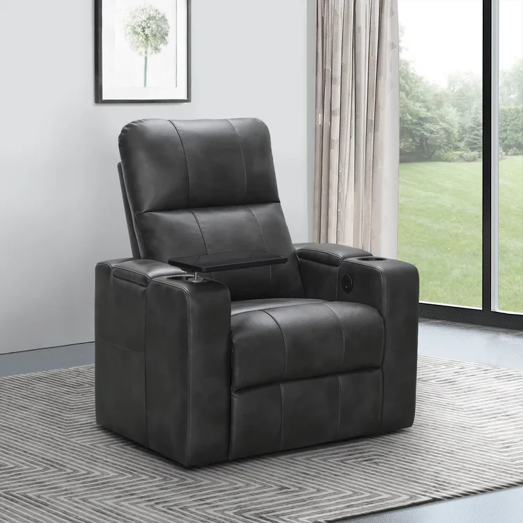 Vannatta Faux Leather Power Reclining Home Theater Seating with Cup Holder (Set of 2)