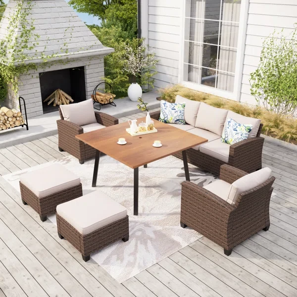 Anjna 7 - Person Outdoor Seating Group with Cushions