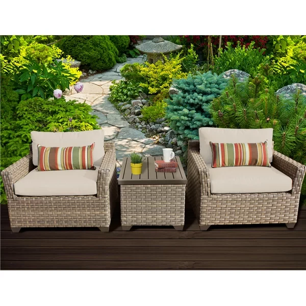 Anupras 3 Piece Outdoor Conversation Set with Club Chairs and Storage Coffee Table