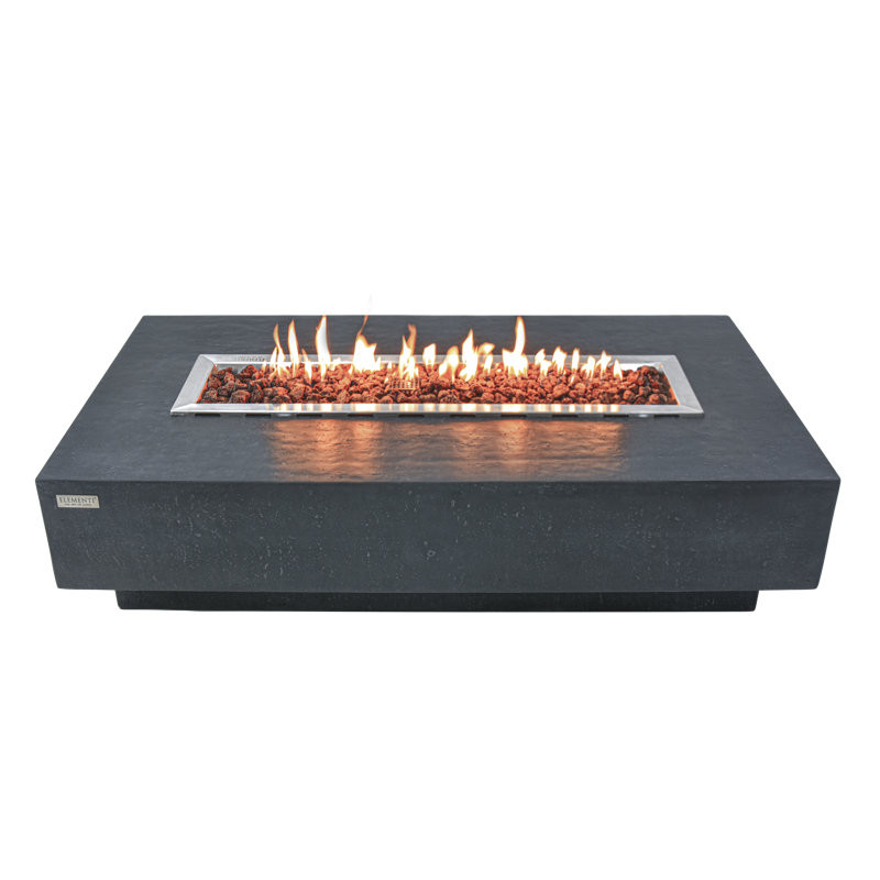 Hampton 56" Rectangle Concrete Outdoor Fire Pit Table Dark Grey - by Elementi 14'' H x 56'' W x 32'' D