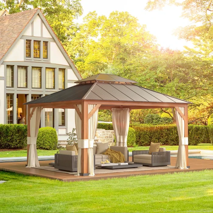 Metal Patio Gazebo 14 Ft. W x 12 Ft. D