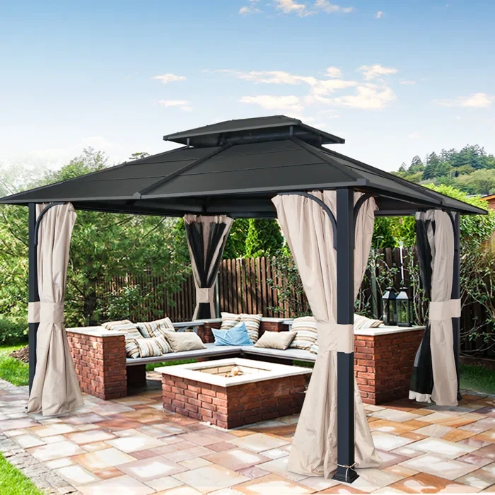 12 Ft. W x 10 Ft. D Steel Frame Hardtop Patio Gazebo