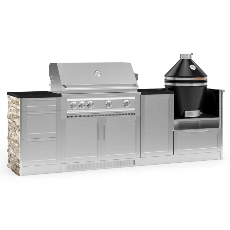 Outdoor Kitchen Signature Series 8 Piece Cabinet Set with 40 in. Propane Gas Platinum Grill