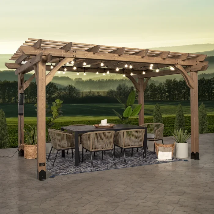 Backyard Discovery 14 x 10 Fairhaven Solid Wood Pergola / Finish: Rustic