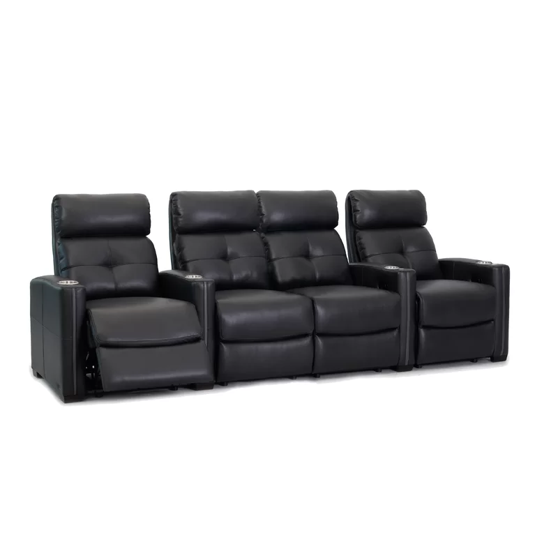 Upholstered Home Theater Seat with Cup Holder Upholstery Material:  Genuine Leather