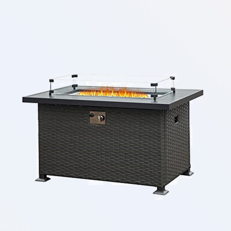 Joelys 24.41'' H x 43.31'' W Propane Outdoor Fire Pit Table with Lid  24.41" H x 43.31" W x 26.97" D