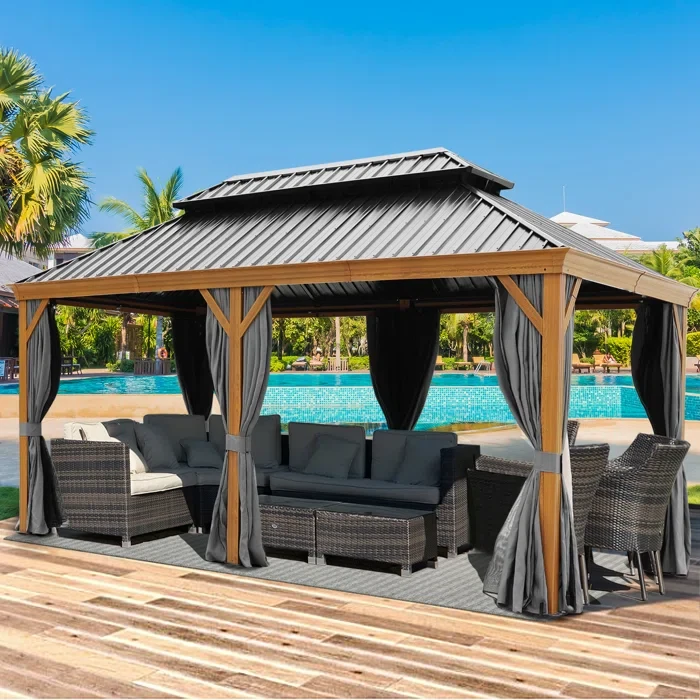 19.5 Ft. W x 12 Ft. D Aluminum Patio Gazebo