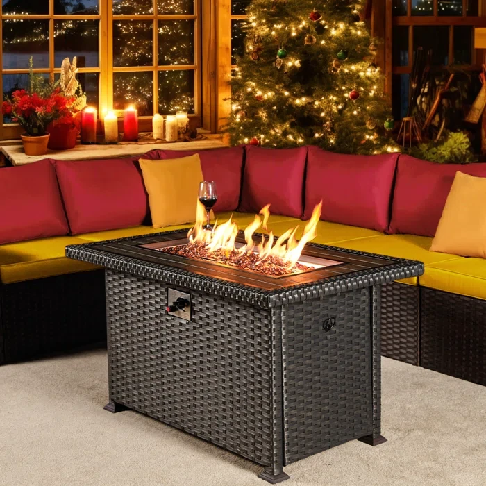 Alumium Propane Outdoor Fire Pit Table 24.6" H x 43.7" W x 27.56" D