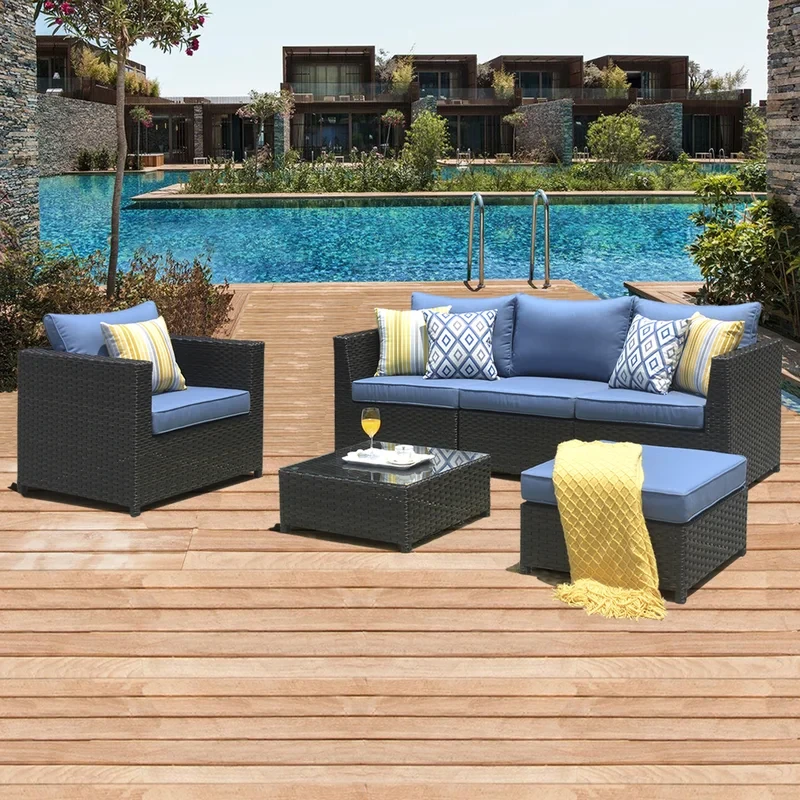 Kaniha 6 Piece Rattan Sofa Seating Group with Cushions