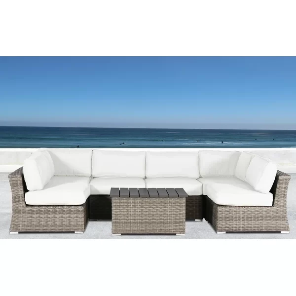 Aishah Rattan Wicker Fully Assembled 4 - Person Seating Group with Sunbrella Cushions