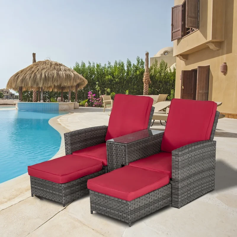 5 Piece Outdoor patio wicker conversation set with Cushions