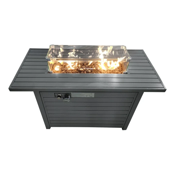 24.8'' H x 42'' W Propane Outdoor Fire Pit Table with Lid