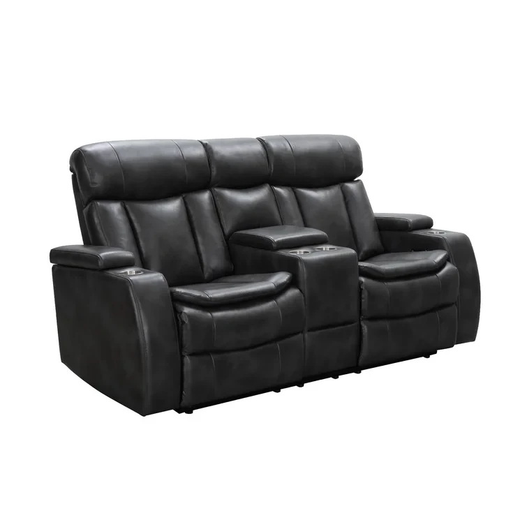 Asahd Leather Power Reclining Home Theater Seating with Cup Holder