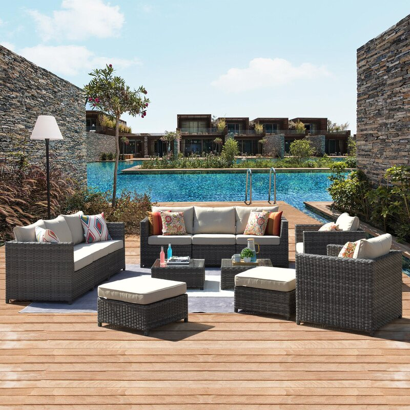 Kensli 12 Piece Rattan Sofa Seating Group with Cushions