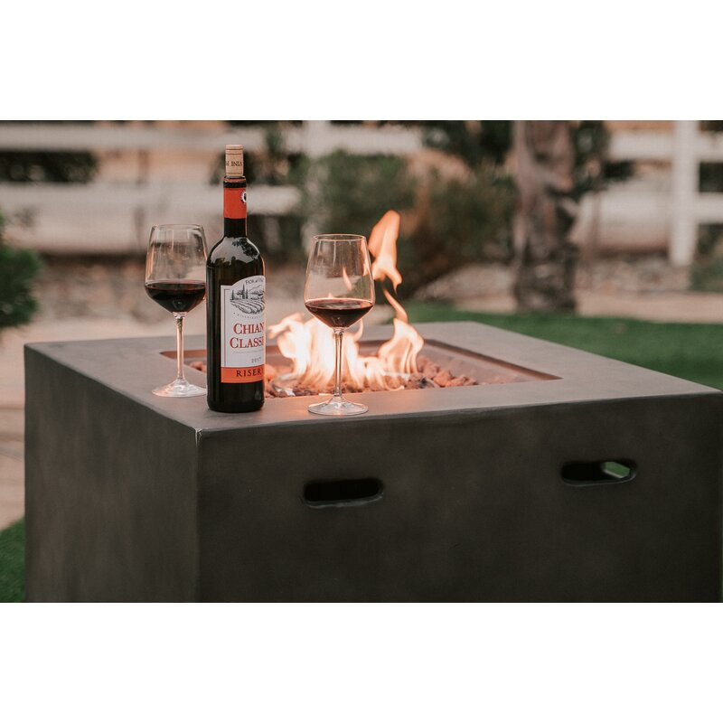 17 Stories 30"W Square Gray Mgo/Metal Outdoor Propane Gas Smokeless Fire Pit Table, Patio Heater, Backyard Fireplace, Conversation Area Centerpiece Bonfire