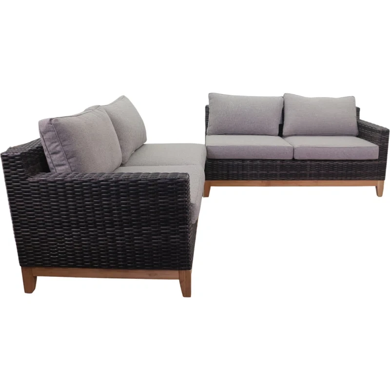 5 Piece Rattan Sectional Seating Group with Cushions