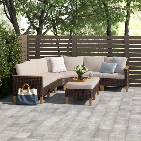 Argyri Wicker Outdoor Patio Conversation Furniture Sectional Set