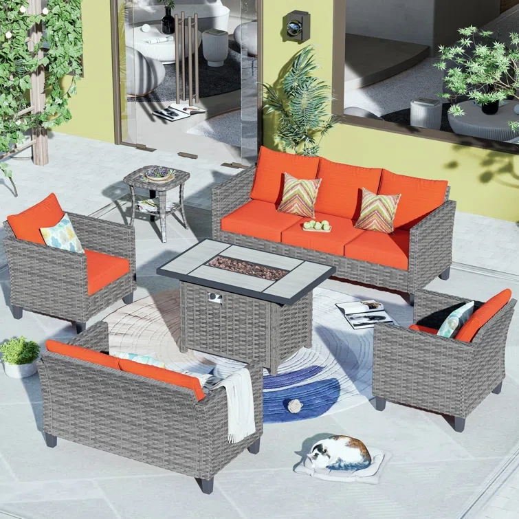 Bilbania 8 - Person Outdoor Seating Group with Cushions