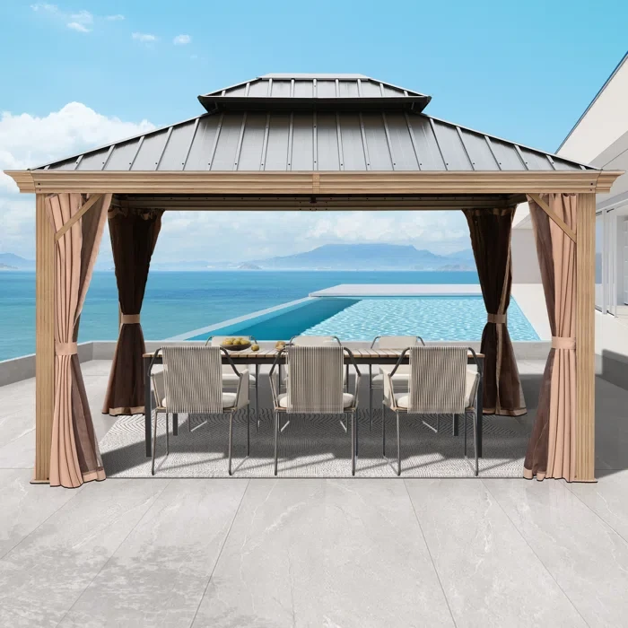 Aluminum Patio Gazebo 118.5" H x 190" W x 143" D