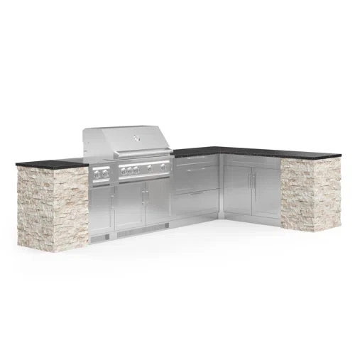 Outdoor Kitchen Signature Series 11 Piece L Shaped Cabinet Set with 40 in. Natural Gas Grill