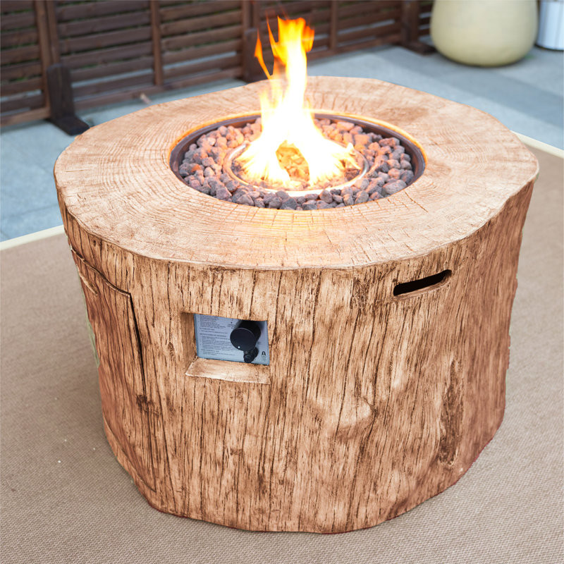 Fredirick 23.8'' H x 40'' W Magnesium Oxide Propane Outdoor Fire Pit Table with Lid