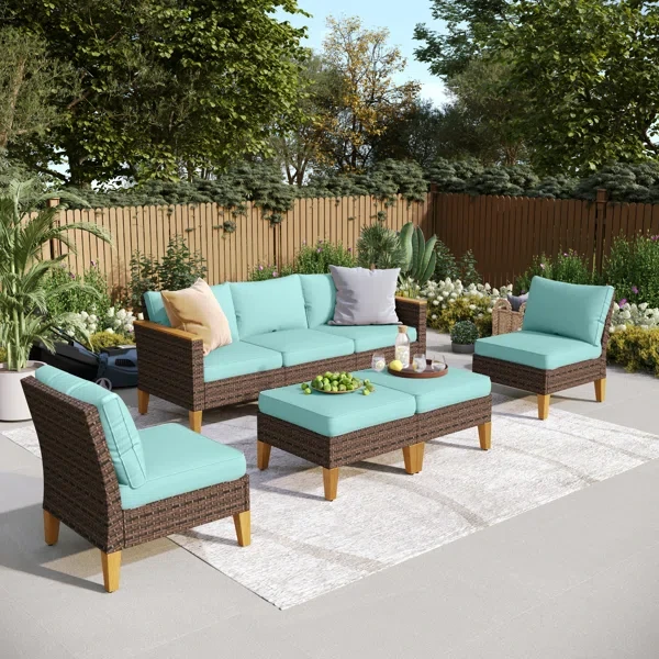 Argyri 7-Piece Wicker Outdoor Patio Furniture Set, Sectional Patio Set