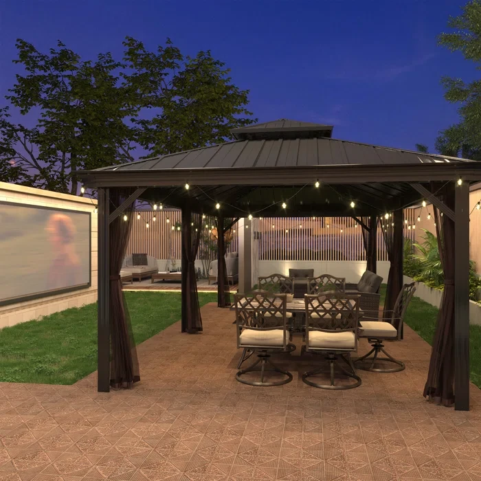 Connal 20 Ft. W x 12 Ft. D Hard Top Double Roof Aluminum Patio Gazebo