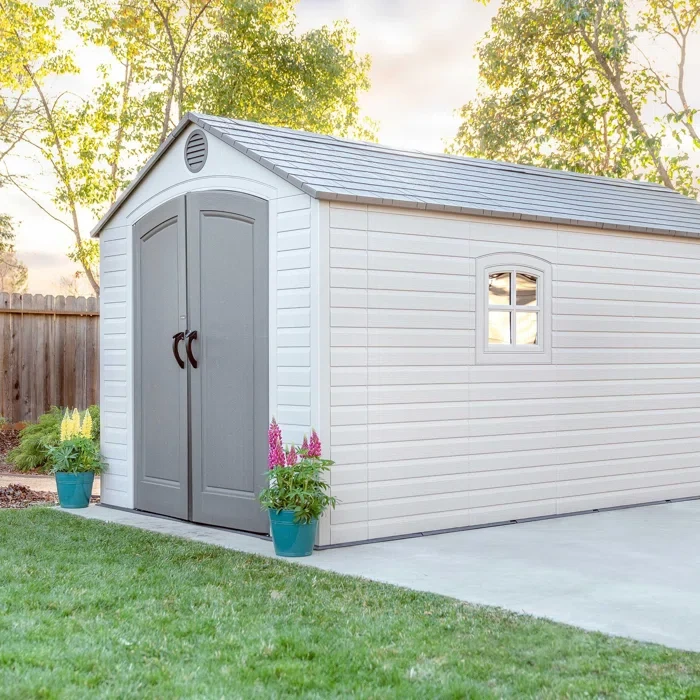 High-Density Polyethylene (Plastic) Steel Reinforced Outdoor Storage Shed8' x 15'