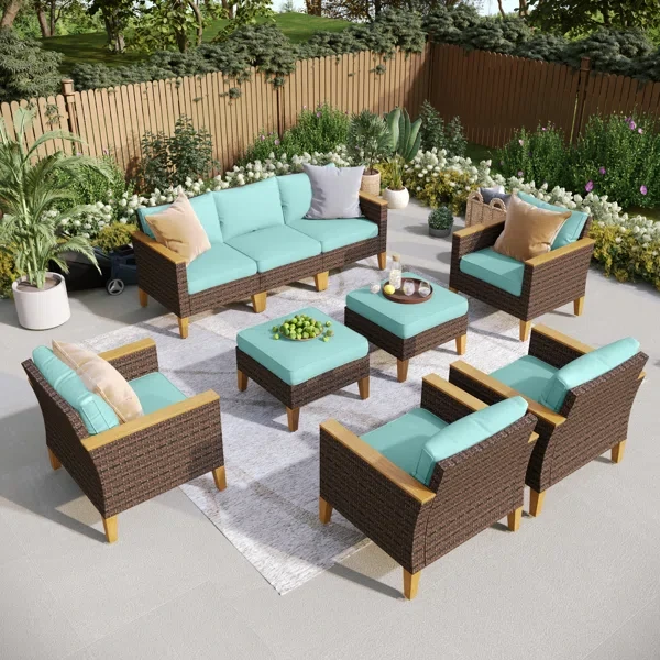 Argyri Wicker Outdoor Patio Conversation Furniture Sectional Set