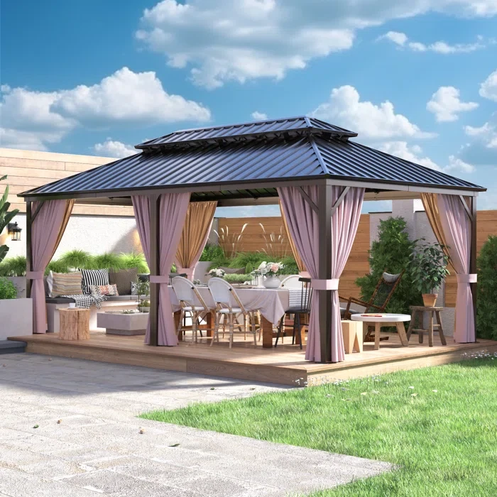 20 Ft. W x 12 Ft. D Steel Patio Gazebo