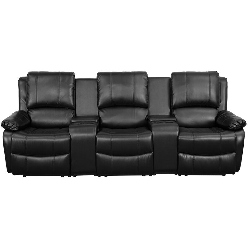 Aird 3-Seat Reclining Pillow Back LeatherSoft Theater Seating Unit