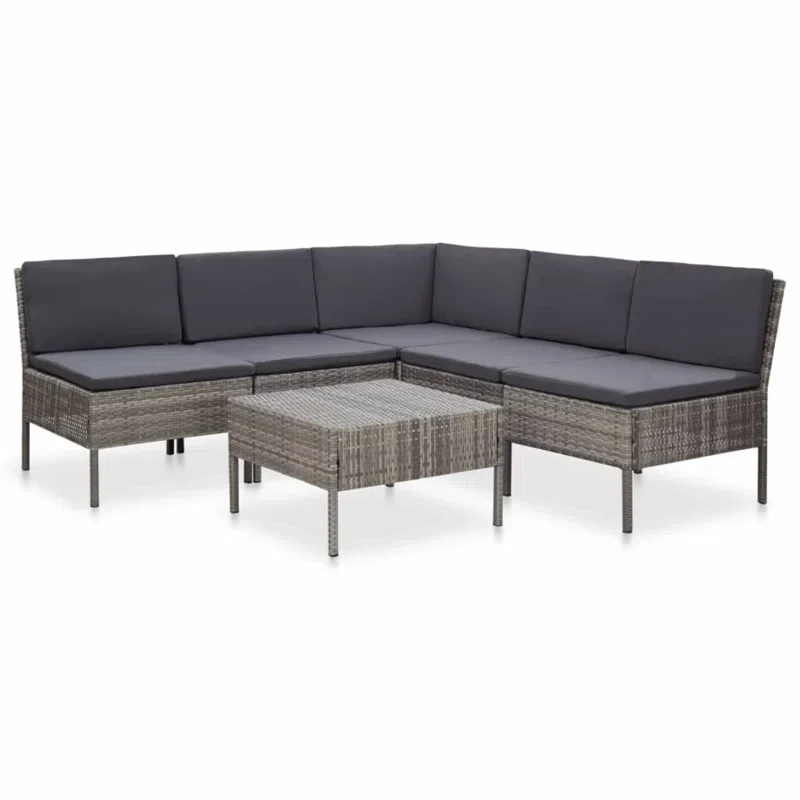 6 Piece Sectional Sofa with Coffee Table Rattan