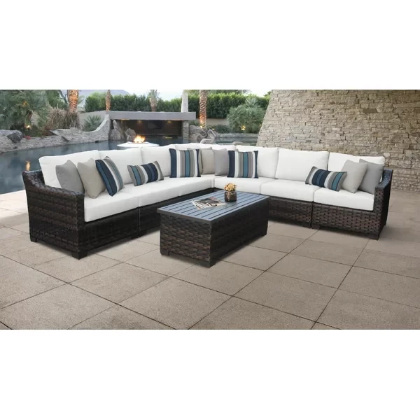 Aelwen 7 - Person Outdoor Seating Group with Cushions