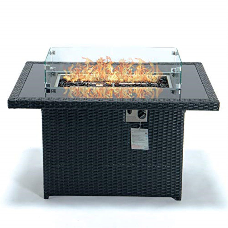 Nashia 32.3'' H x 44'' W Propane Outdoor Fire Pit Table with Lid