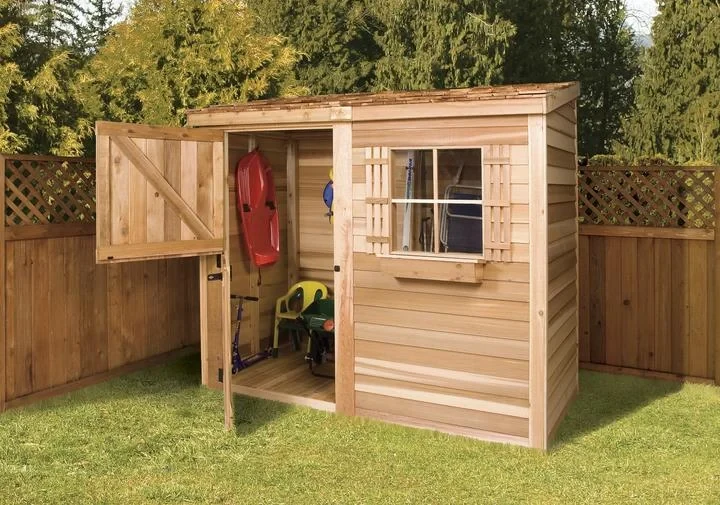 94.75" H x 156" W x 55" D Bayside Western Red Cedar Wood Lean-To Storage Shed