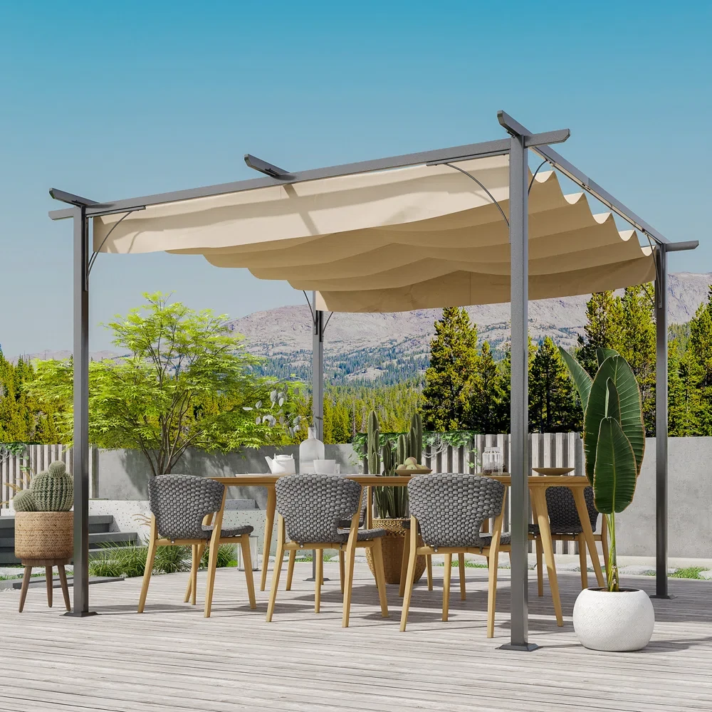 10' x 10' Outdoor Retractable Pergola Canopy