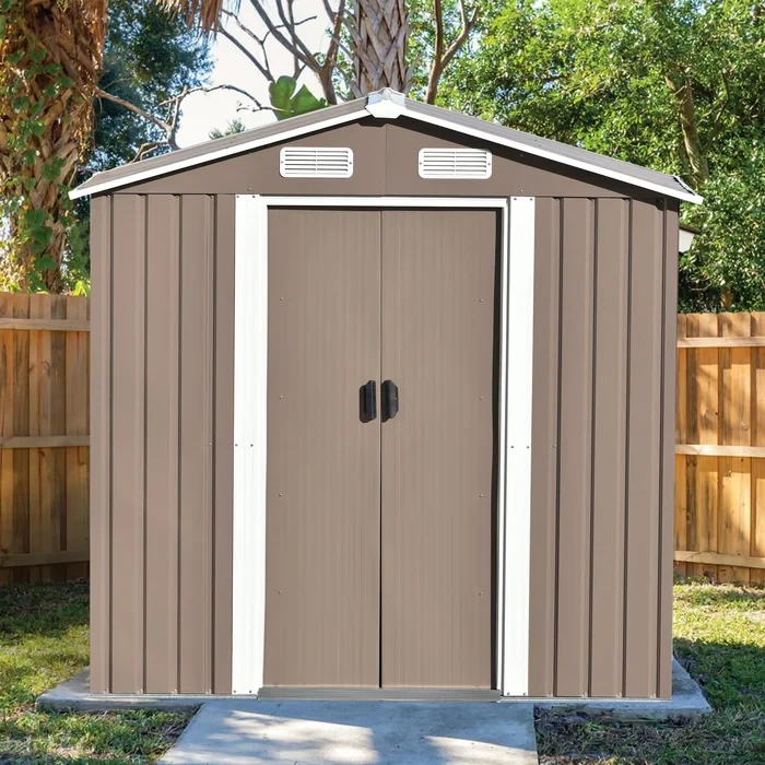 4 x 6 Ft Metal Outdoor Storage Shed with Lockable Door, Outdoor Shed for Patio, Tool Cabinet