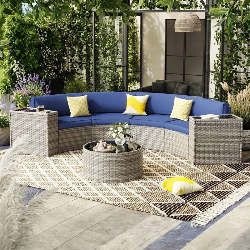 Half-Moon Patio Furniture Sets With Storage Table